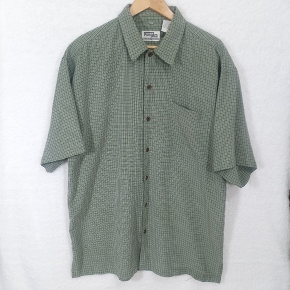 Point Zero Light Green Short Sleeve Button Down Collared  Men's Shirt  Size L - Picture 1 of 9